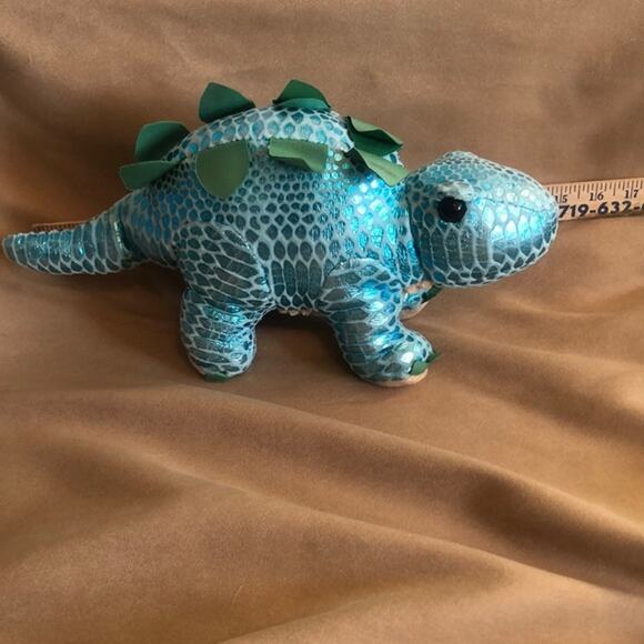 Blue Metallic Look Scales Midwood Brand Plush Dinosaur 14 inch - Picture 2 of 2